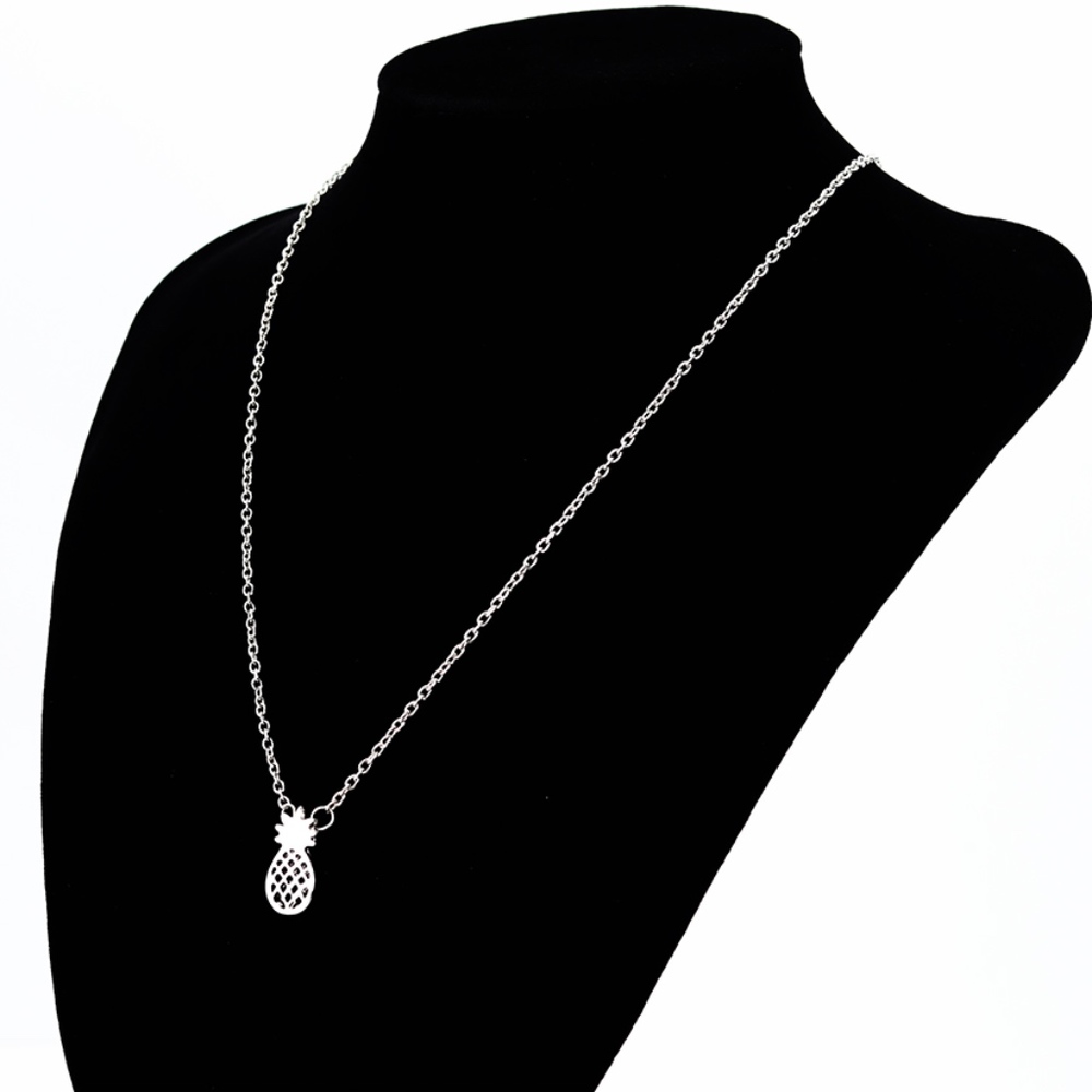Silver Pineapple Necklace Dainty Delicate Pendant - Picture 6 of 8